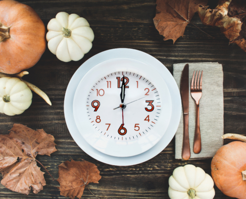Beautiful Thanksgiving Table of Empty Place Setting with Decor Intermittent Fasting