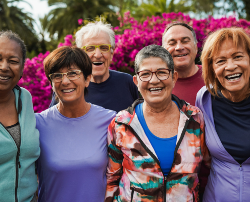 Group of senior friends smiling